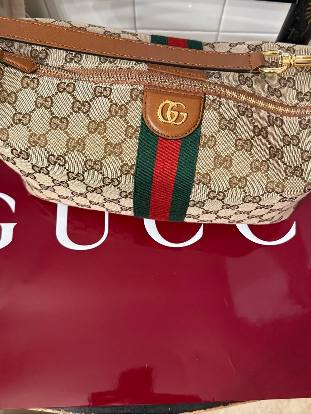 Gucci vanity medium top handle bag.
